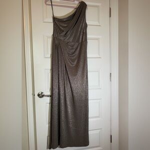Lauren by Ralph Lauren One Shoulder Evening Gown in Antique Bronze - Size: 12